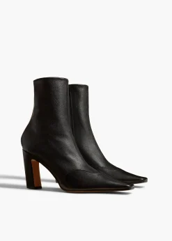 Khaite Boots-Nevada Stretch High Boot in Black Nappa Leather