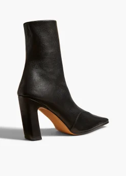 Khaite Boots-Nevada Stretch High Boot in Black Nappa Leather