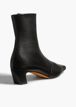 Khaite Boots-Nevada Stretch Low Boot in Black Nappa Leather