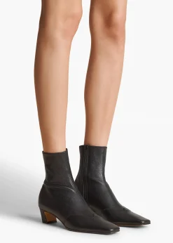 Khaite Boots-Nevada Stretch Low Boot in Black Nappa Leather
