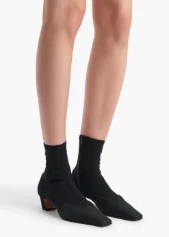 Khaite Boots-Nevada Stretch Low Boot in Black Nylon