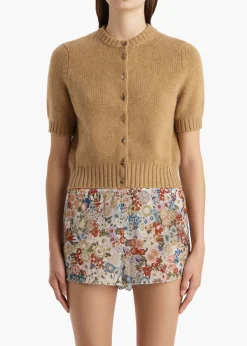 Khaite Knitwear-Nora Cardigan in Biscotti
