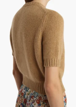 Khaite Knitwear-Nora Cardigan in Biscotti