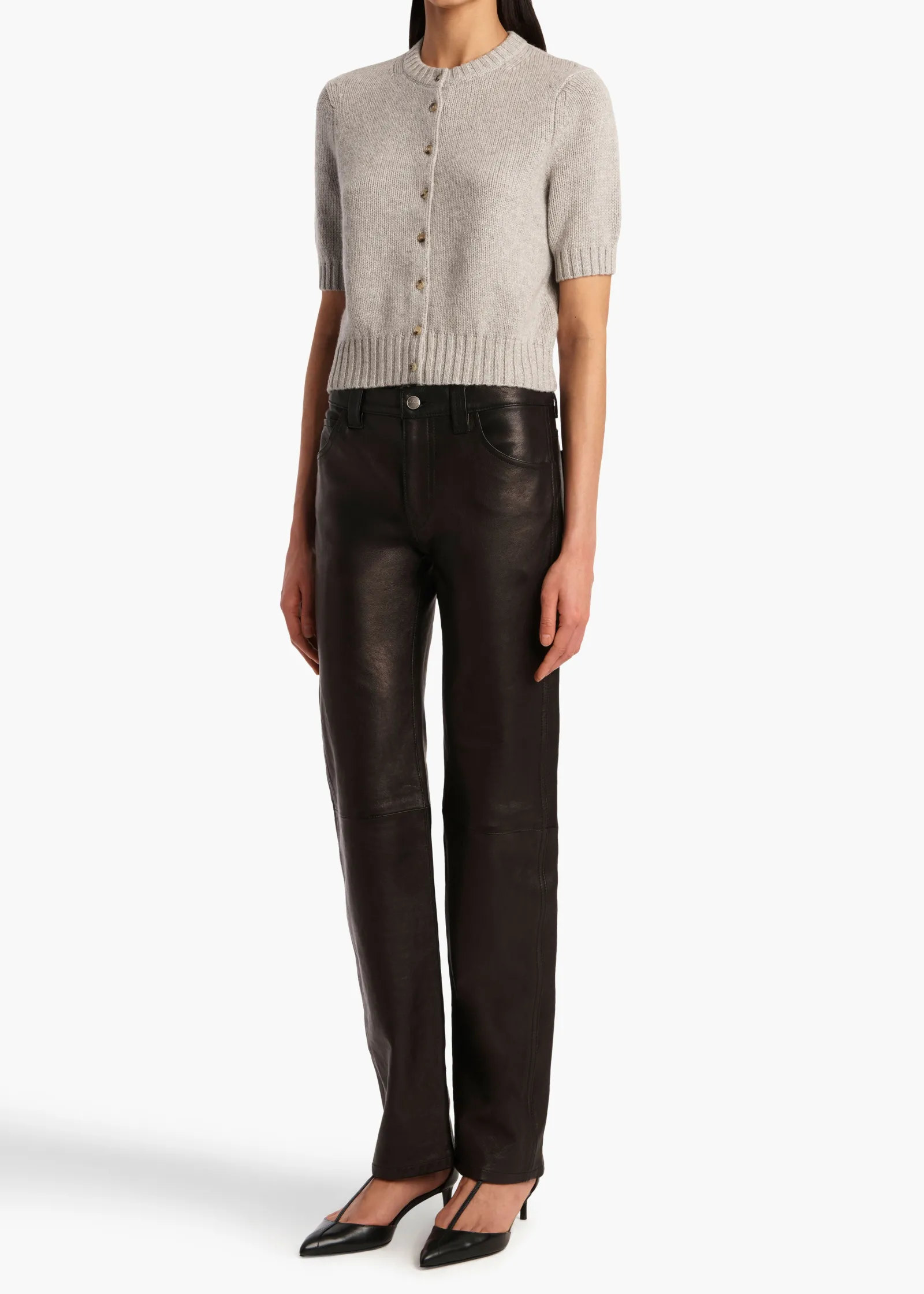 Khaite Knitwear-Nora Cardigan in Heather Grey