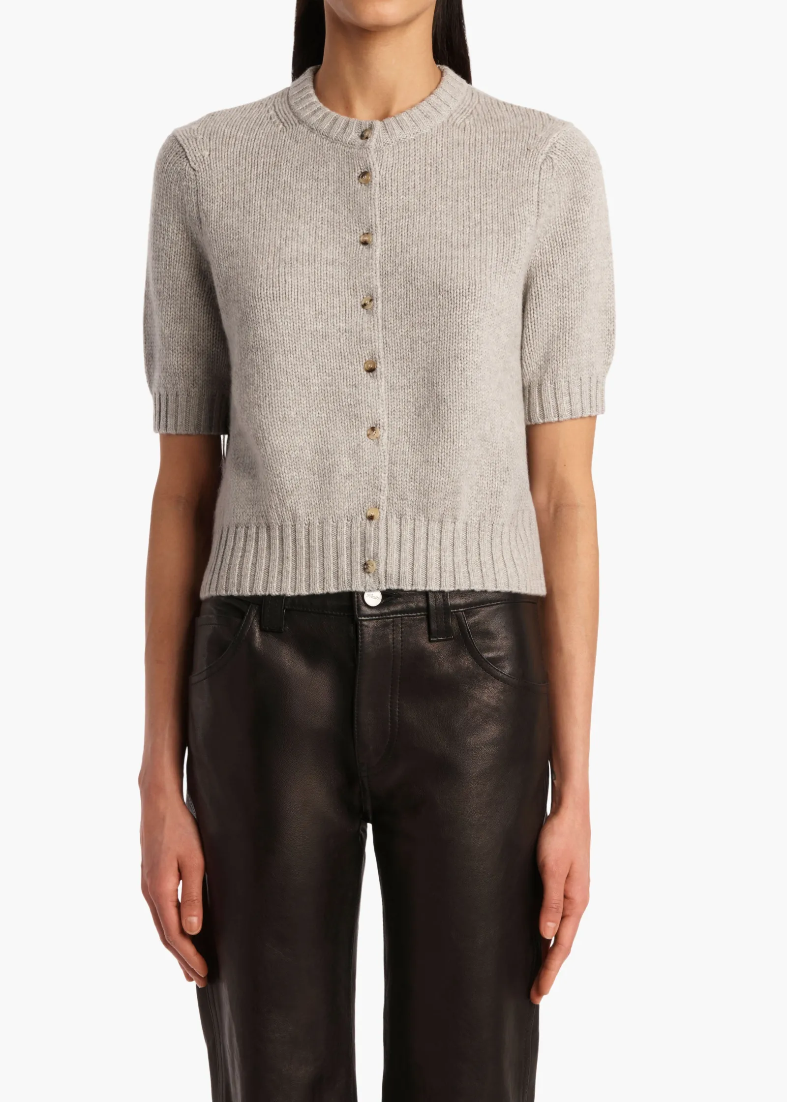 Khaite Knitwear-Nora Cardigan in Heather Grey