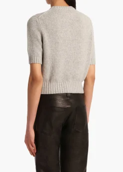 Khaite Knitwear-Nora Cardigan in Heather Grey