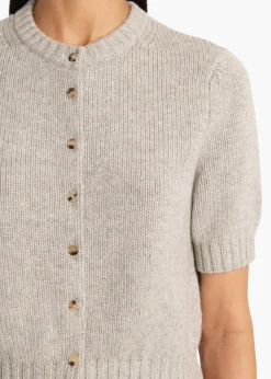 Khaite Knitwear-Nora Cardigan in Heather Grey