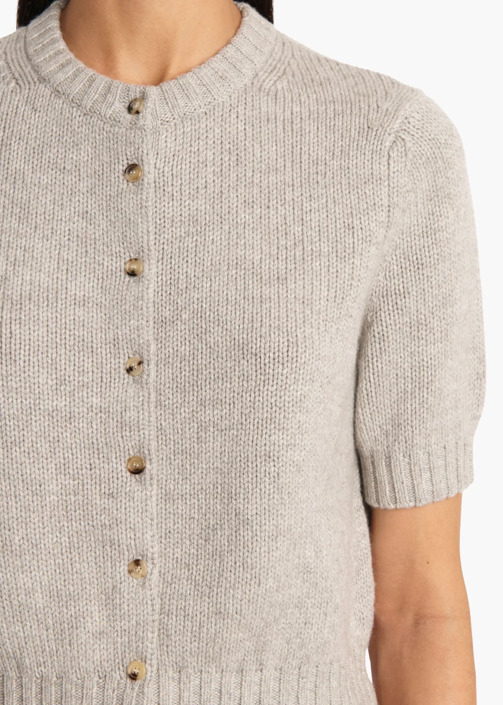 Khaite Knitwear-Nora Cardigan in Heather Grey