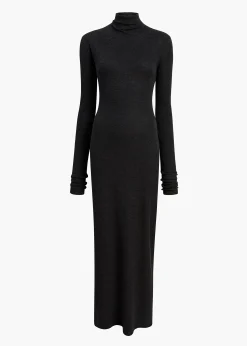 Khaite Dresses-Norla Dress in Charcoal Silk Cashmere Jersey