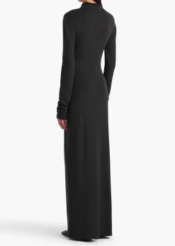 Khaite Dresses-Norla Dress in Charcoal Silk Cashmere Jersey