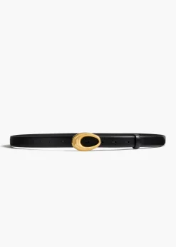 Khaite Belts-Olivia Belt in Black Leather with Gold