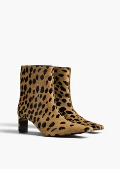 Khaite Boots-Ona Ankle Boot in Hyena Print Haircalf