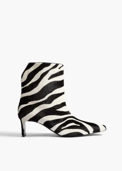 Khaite Boots-Ona Ankle Boot in Zebra Print Haircalf