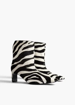 Khaite Boots-Ona Ankle Boot in Zebra Print Haircalf