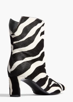 Khaite Boots-Ona Ankle Boot in Zebra Print Haircalf
