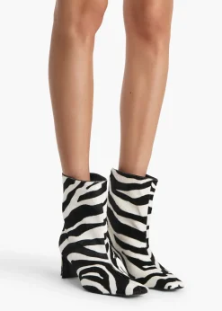 Khaite Boots-Ona Ankle Boot in Zebra Print Haircalf