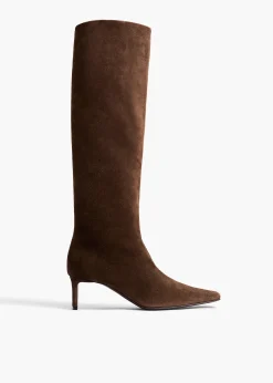 Khaite Boots-Ona Knee-High Boot in Ebano Suede
