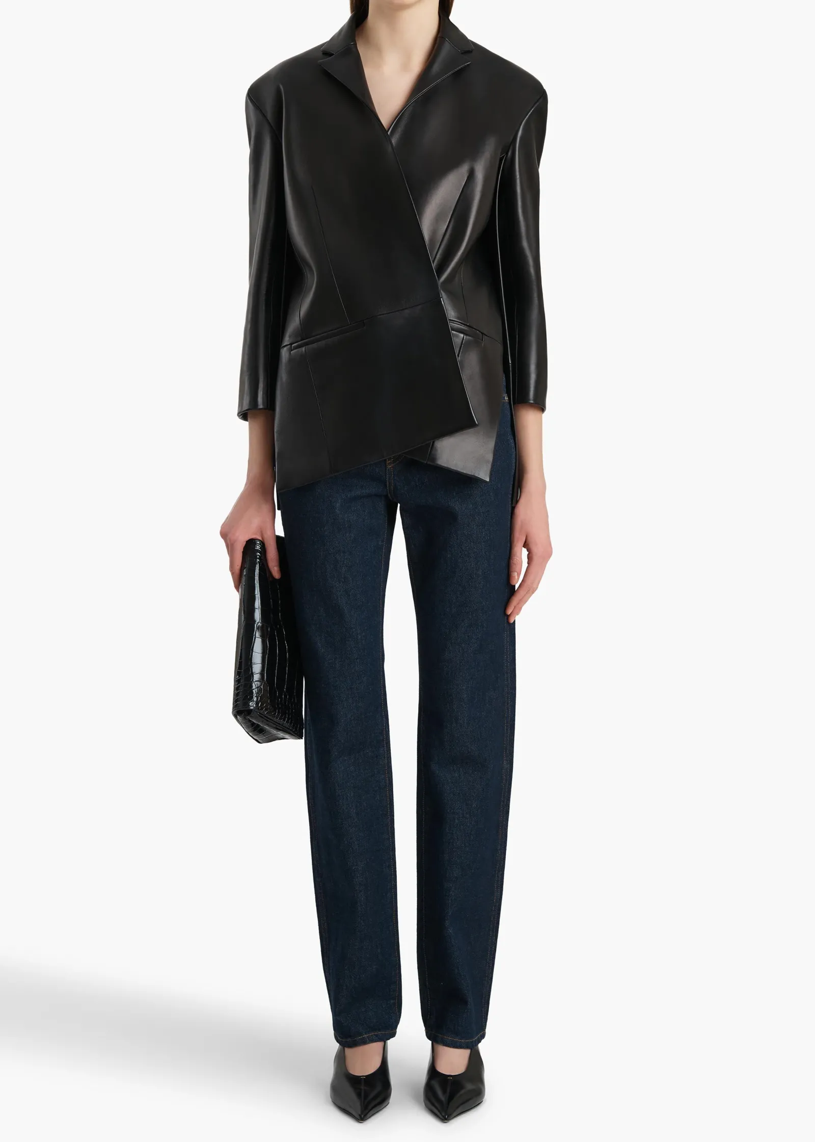 Khaite Leather|Jackets-Palto Jacket in Black Leather