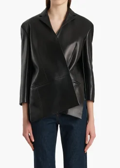 Khaite Leather|Jackets-Palto Jacket in Black Leather
