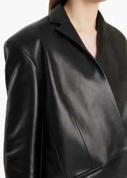 Khaite Leather|Jackets-Palto Jacket in Black Leather