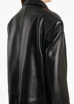 Khaite Leather|Jackets-Palto Jacket in Black Leather