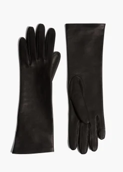 Khaite Soft Accessories-Remo Mid-Length Gloves in Black Leather