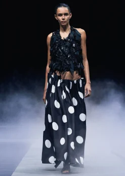 Khaite Skirts & Shorts-Riley Skirt in Black with White Dots