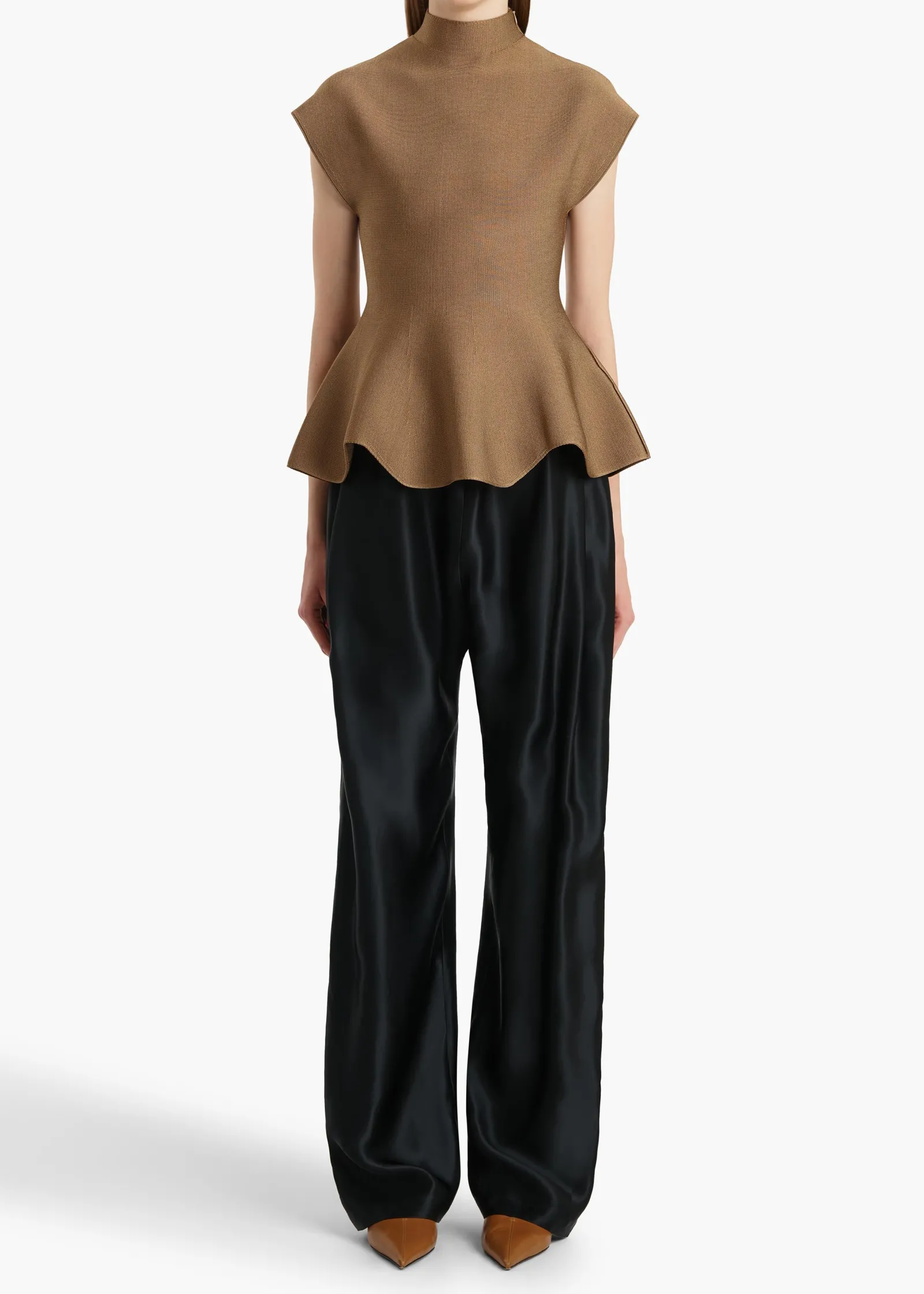 Khaite Pants-Rohen Pant in Black Satin