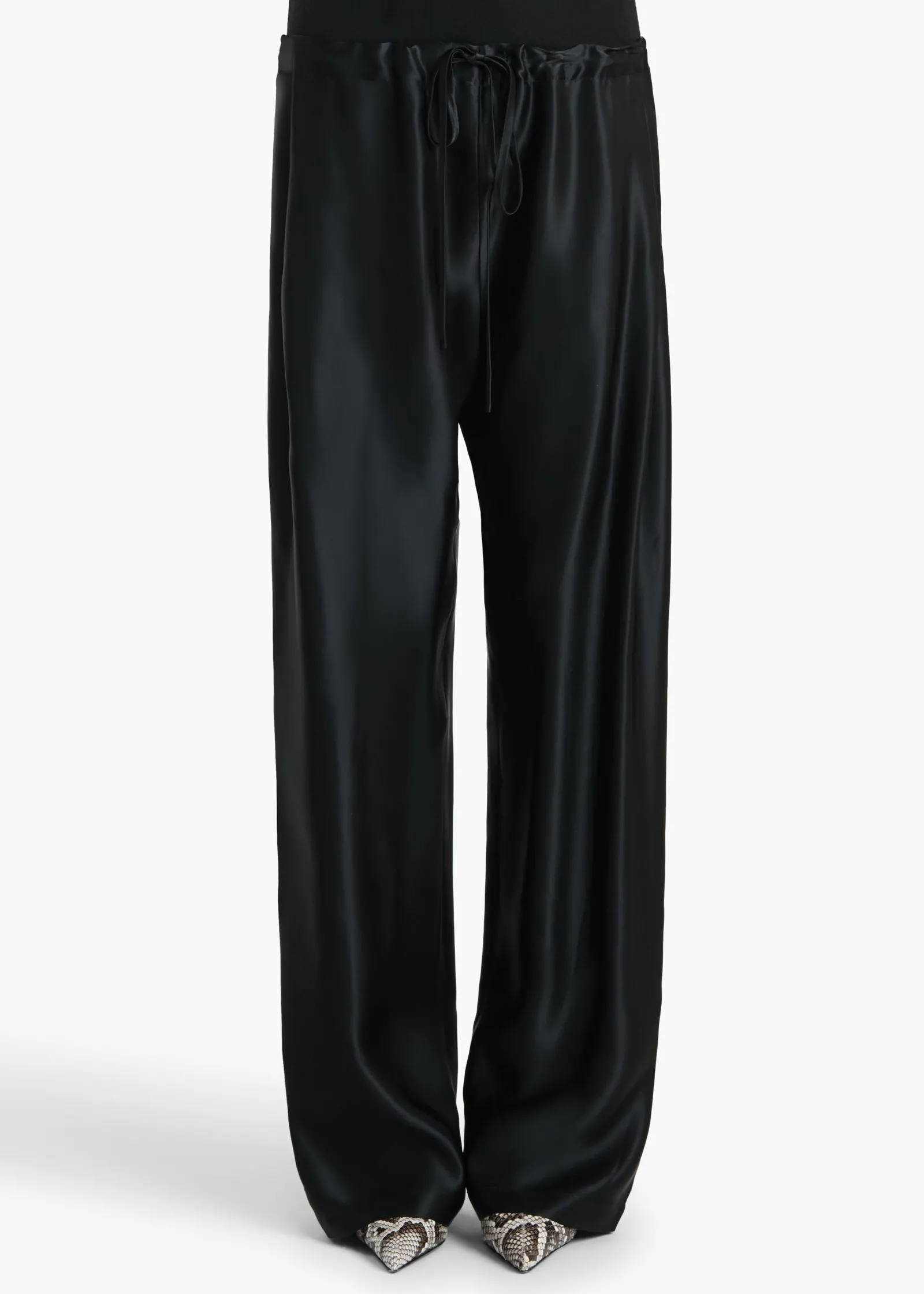 Khaite Pants-Rohen Pant in Black Satin