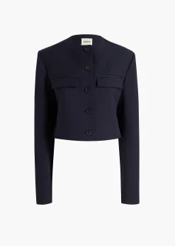 Khaite Leather|Jackets-Roto Jacket in Dark Navy