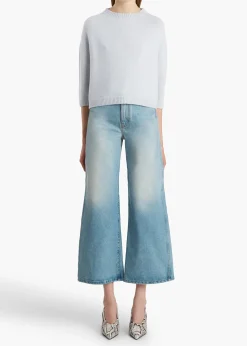 Khaite Knitwear-Sabina Sweater in Ice Blue
