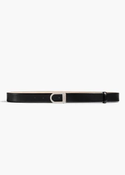 Khaite Belts-Saddle Belt in Black Leather with Silver
