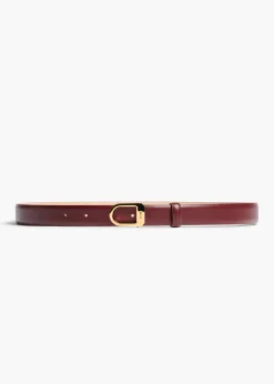Khaite Belts-Saddle Belt in Oxblood Leather with Gold