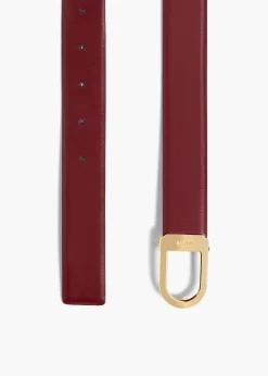 Khaite Belts-Saddle Belt in Oxblood Leather with Gold