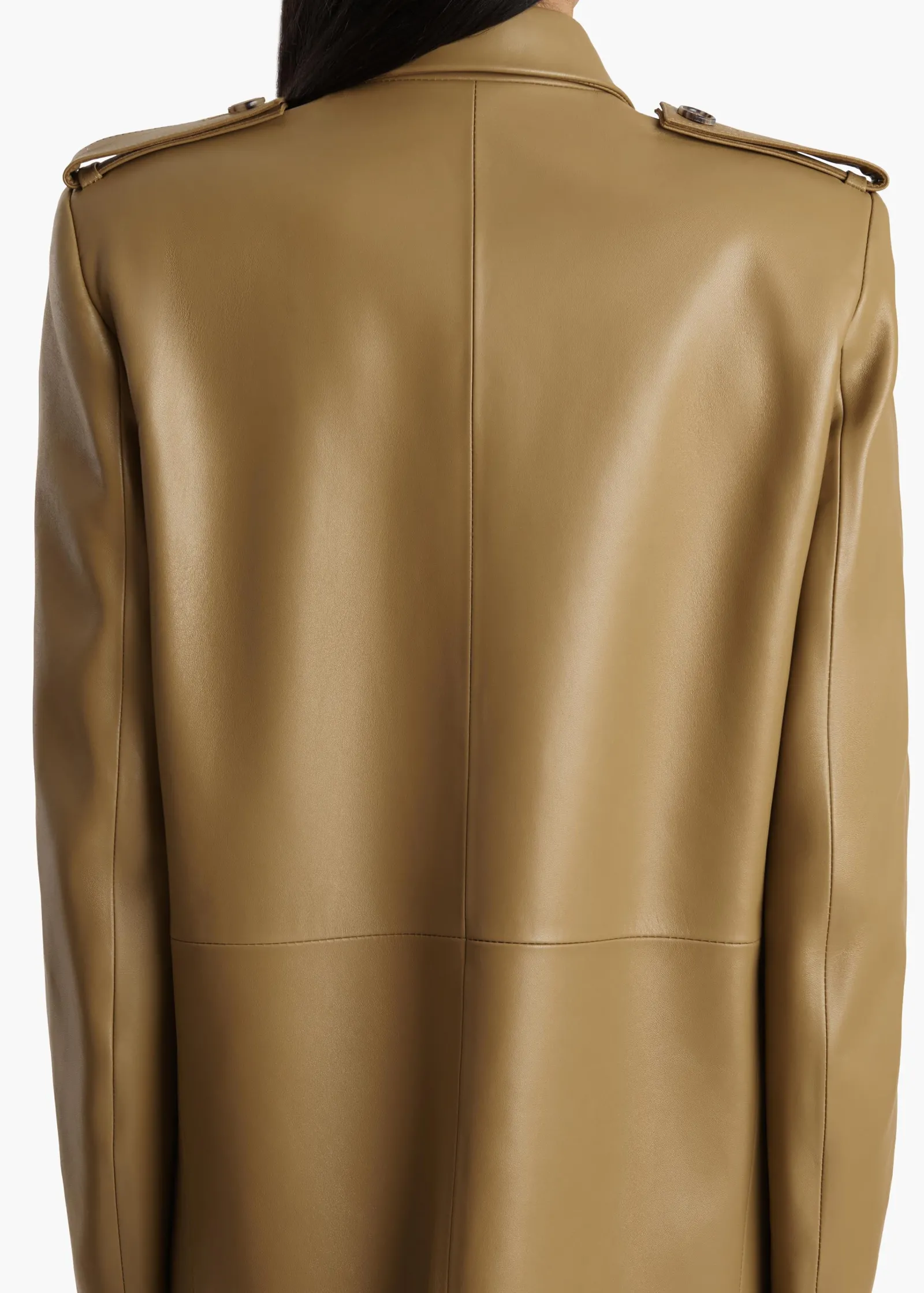 Khaite Leather|Outerwear & Coats-Sadra Coat in Golden Ochre