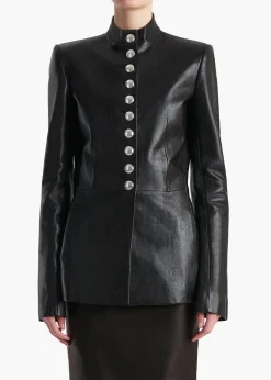 Khaite Leather|Jackets-Samuel Jacket in Black Leather