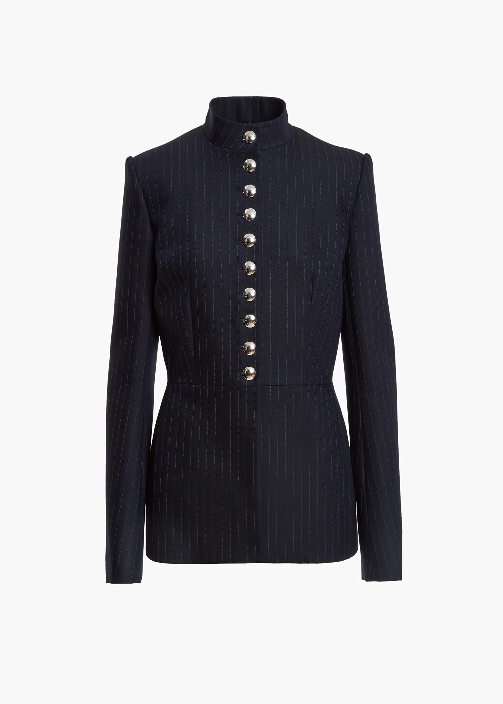 Khaite Leather|Jackets-Samuel Jacket in Navy and White Stripe