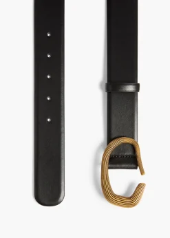 Khaite Belts-Santa Fe Belt in Black Leather