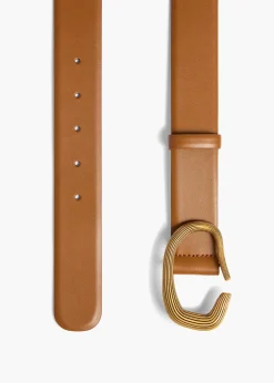Khaite Belts-Santa Fe Belt in Dark Honey Leather