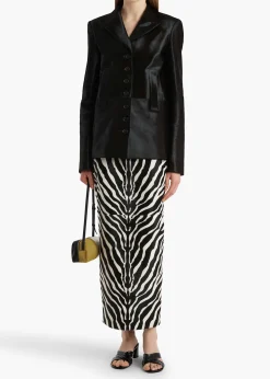 Khaite Outerwear & Coats|Leather-Saraphina Jacket in Chocolate Haircalf
