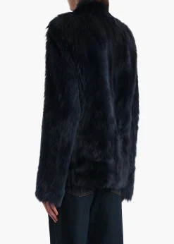 Khaite Jackets|Leather-Saraphina Jacket in Dark Navy Shearling