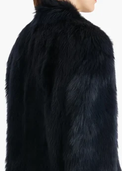 Khaite Jackets|Leather-Saraphina Jacket in Dark Navy Shearling