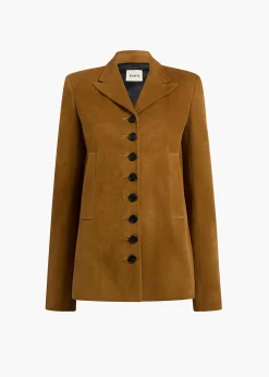 Khaite Outerwear & Coats|Leather-Saraphina Jacket in Toffee Suede