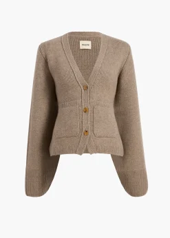 Khaite Knitwear-Scarlet Cardigan in Barley