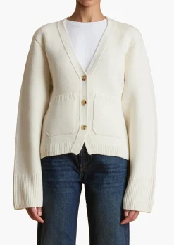 Khaite Knitwear-Scarlet Cardigan in Glaze