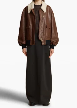 Khaite Leather|Outerwear & Coats-Shellar Jacket in Classic Brown Leather
