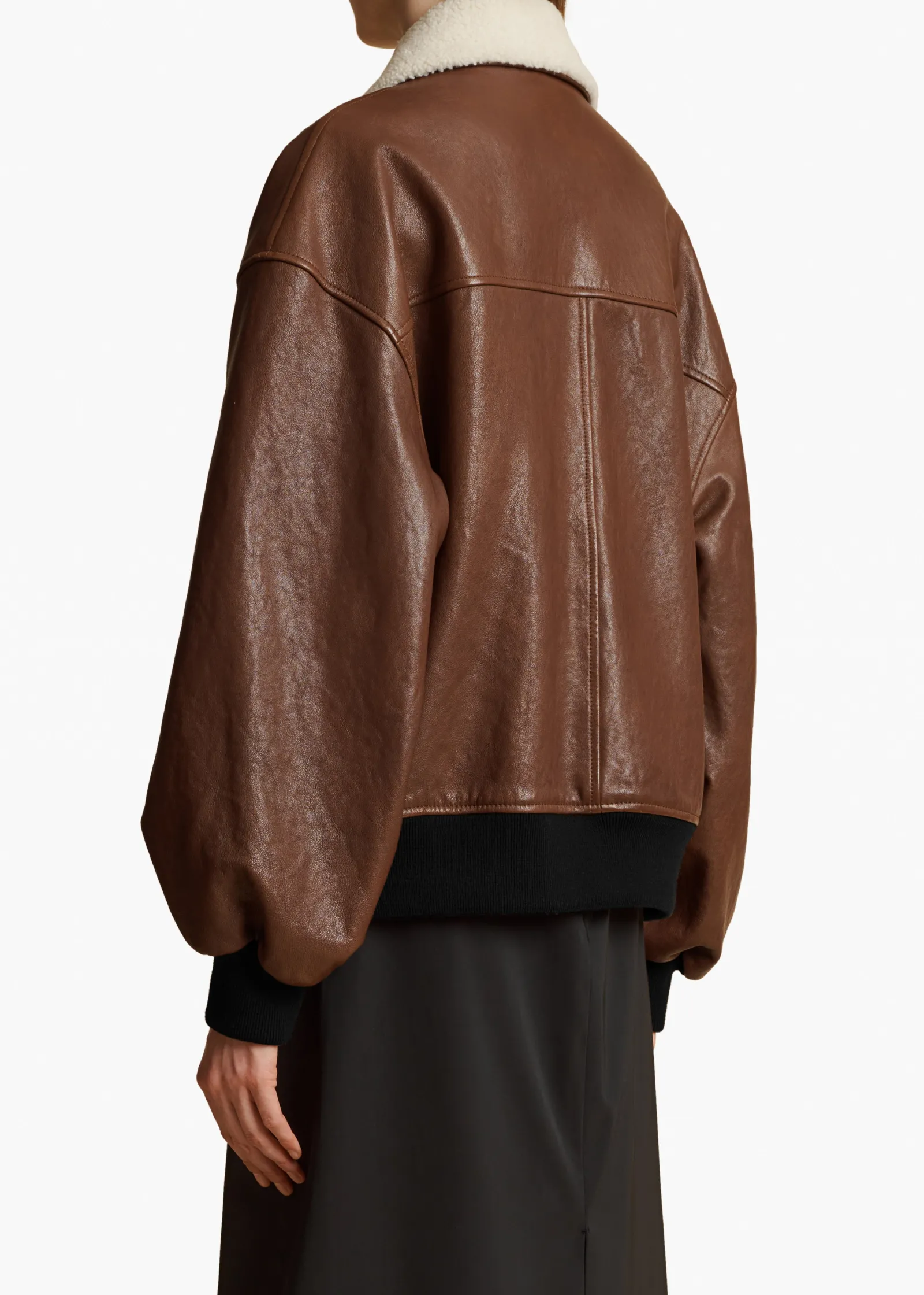 Khaite Leather|Outerwear & Coats-Shellar Jacket in Classic Brown Leather
