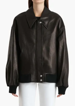 Khaite Leather|Outerwear & Coats-Shelman Jacket in Black