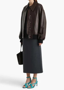 Khaite Leather|Outerwear & Coats-Shelman Jacket in Dark Brown Leather