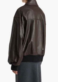 Khaite Leather|Outerwear & Coats-Shelman Jacket in Dark Brown Leather